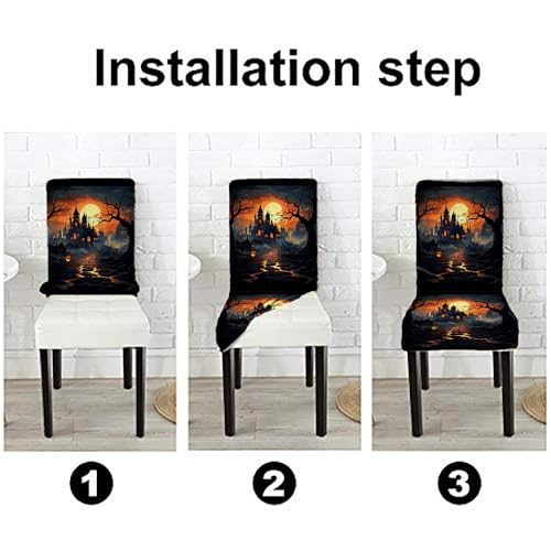 Halloween Chair Covers Set of 4 - Festive Dining Chair Decorations - Variation of Chair Cover-6 / 4