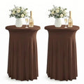 ArtSocket Brown 32x43 Inch Ruffle Skirt Cocktail Table Cover 2-Pack