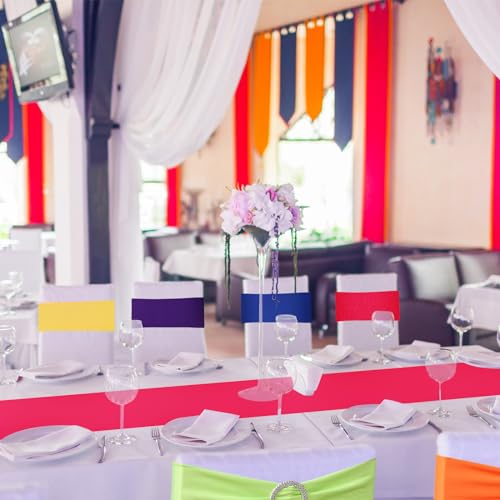Multicolor Stretch Chair Sash Bands & Satin Table Runner Set - 54 Pcs