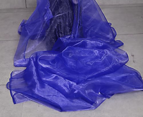 Royal Blue Organza Fabric 10 Yards Continuous Shiny Tulle Wedding Decor