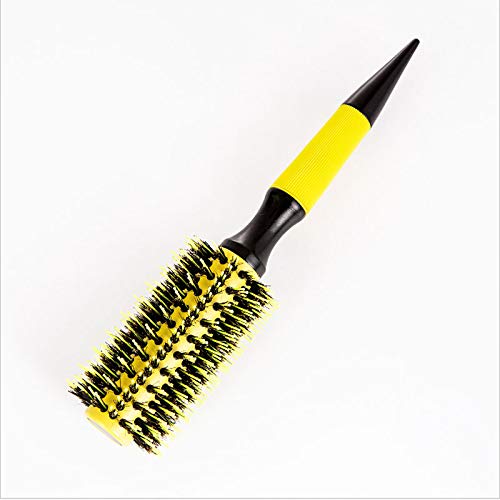Thermal Round Barrel Boar Bristles Hair Brush Set - Professional Styling for Blow Drying, Curling, Scalp Massage, Dry/Wet Hair (YELLOW)