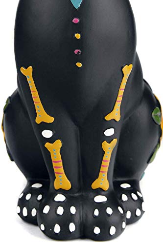 Sugar Kitty Figurine - Dia de los Muertos Black Cat Hand-Painted Resin Decor