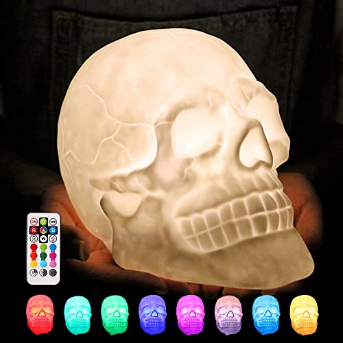 Easter Skull Night Light with 9-Color Breathing Mode - Safe Silicone Decorative Lamp