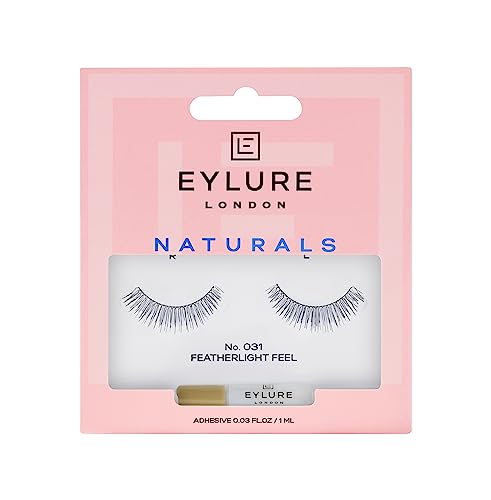 False Eyelashes Natural Look Reusable Strip Lashes with Adhesive - Black / 3 Pairs