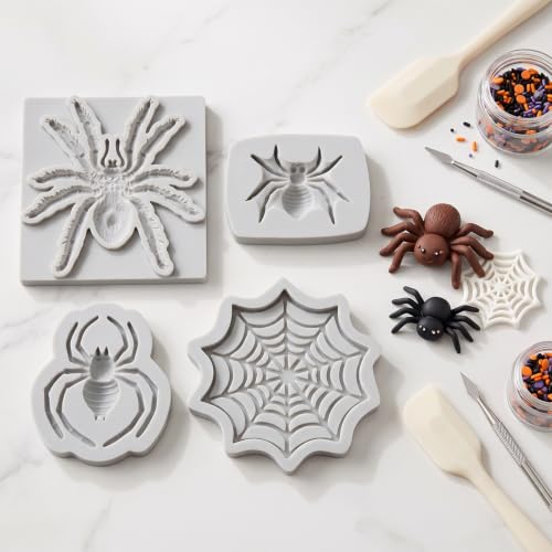 Halloween Spider Silicone Mold Set of 4 Spider Web & Spider Shapes - C