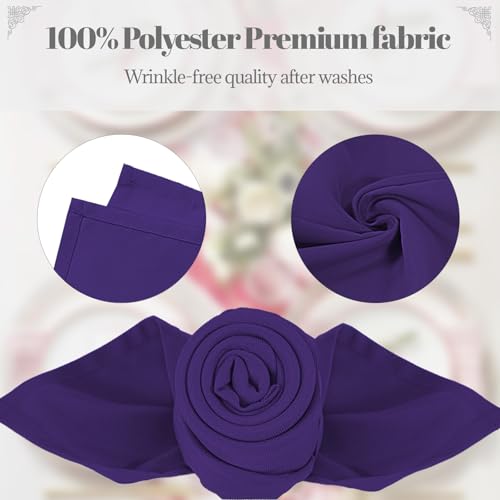 PLOYMONO Purple Cloth Napkins - 8 Pack 17x17 Inches Reusable Polyester