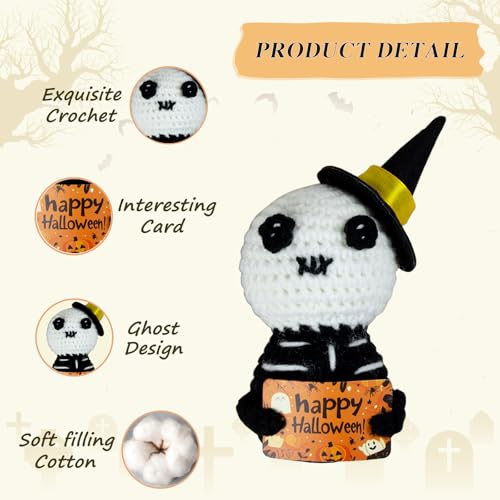 Halloween Ghost Decorations Knit Wool Ghost Toys with Witch Hat - Funny Home & Party Decor