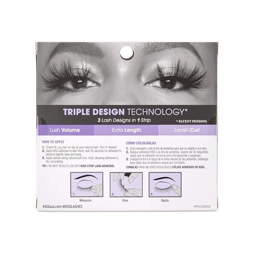 False Eyelashes Triple Push-Up 3D Volume Halloween 02 Pack of 1 - Contact Lens Friendly