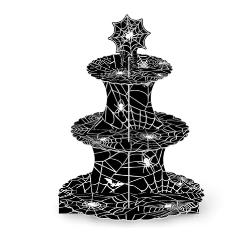 Spider Web Cupcake Stand 3 Tier Party Dessert Tower - Kid Funny Birthday Supplies, Variation: Spider