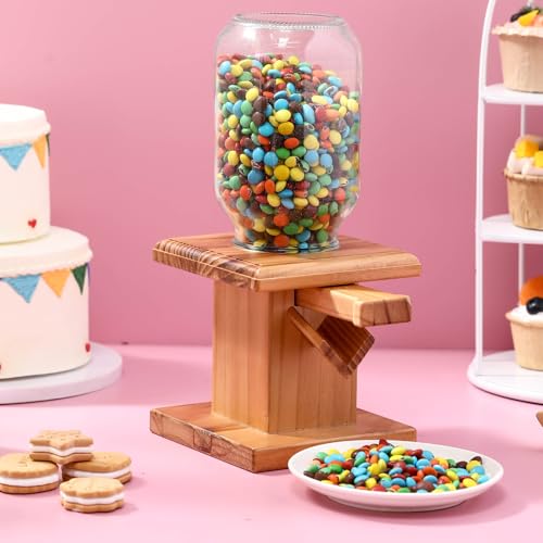 Wooden Candy Dispenser Machine - 2 Pack Light Brown Snack Storage Countertop