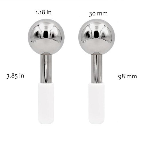 Betyura Ice Globes for Face & Eyes – Unbreakable Stainless Steel Cooling Cryo Sticks, Hot & Cold Facial Roller for Puffiness, Dark Circles & Daily Skincare（White）
