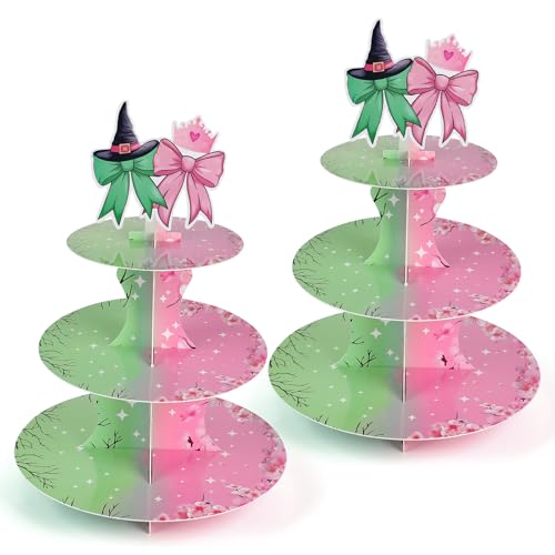 2 Pack Witch Themed Cupcake Stands - 3 Tier Halloween Party Cake Holders