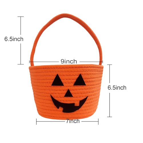 Halloween Candy Basket & Trick-or-Treat Storage Bucket - Spooky Pumpkin & Ghost Design