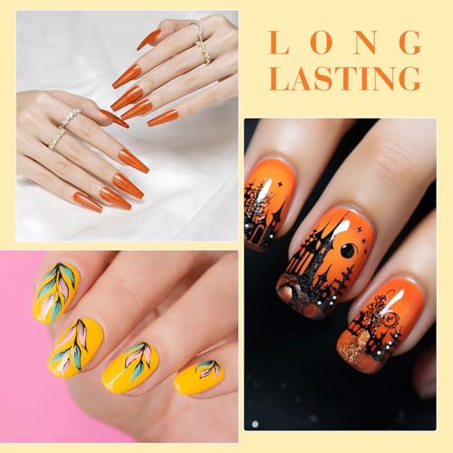 Gel Nail Polish Set - 9ml 6 Orange Shades with Fire Orange Variation