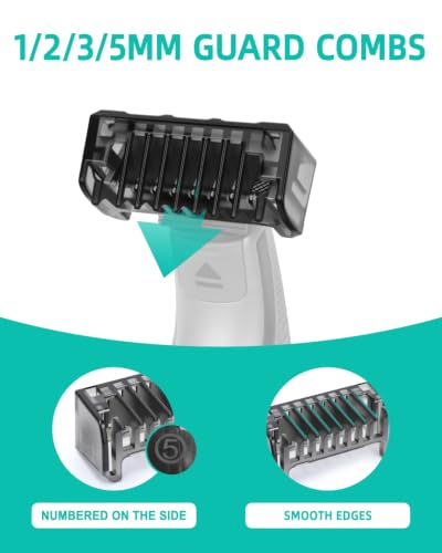 7 Pack Guard Combs Kit with Case for Hair and Body Grooming – Compatible with OneBlade