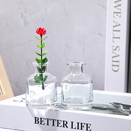 24 Pack Small Clear Glass Bud Vases - Vintage Rustic Table Centerpieces - 2.8 Inch