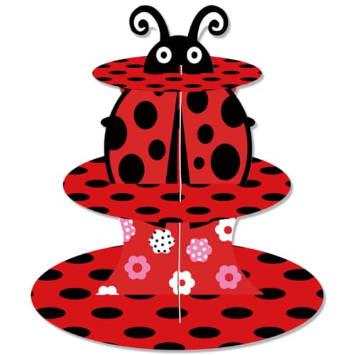 Ladybug Cupcake Stand 3-Tier Dessert Display Tower Birthday Party Decor
