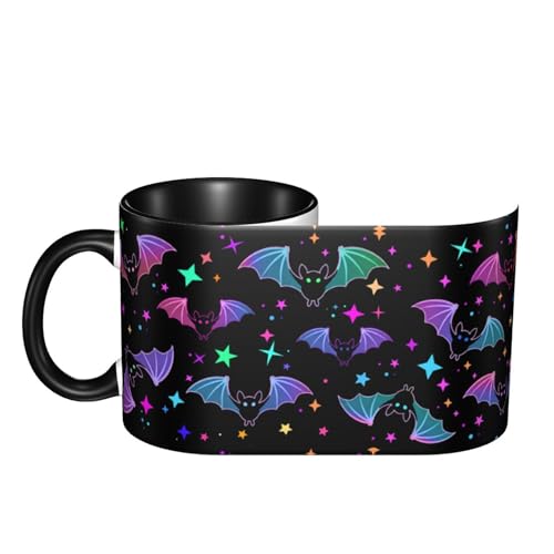 Purple Bat Coffee Mug 11oz Funny Ceramic Tea Cup with Handle - Novelty Gift for Women
