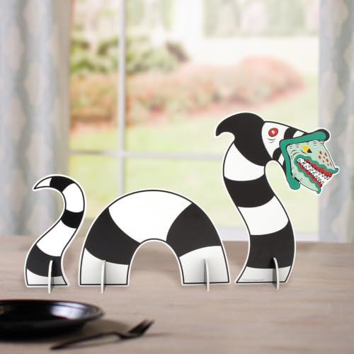 Black & White Beetlejuice Sandworm Foam Centerpiece - Halloween Party Decor, 3 Pieces
