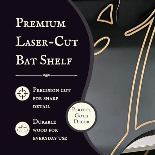 Gothic Bat Wall Shelf with Hooks - Spooky Home Decor for Adults & Vampires