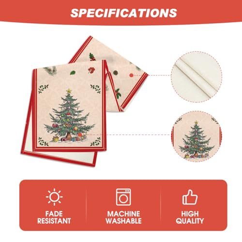 Christmas Table Runner 13x72 Inch Holiday Seasonal Kitchen Decor - Red Gift