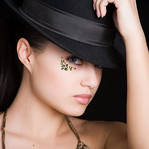 Gold & Black Leopard Print Metallic Under Eye Temporary Tattoos - 48 Pack - Cheerleading & Spirit Events
