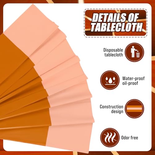 Burnt Orange Disposable Plastic Table Covers - 51x108 Inches for Events