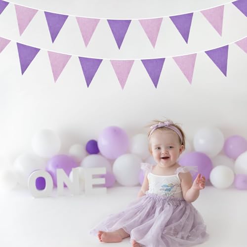 Purple Burlap Banner Triangle Flags - 46Ft Party Garland for Wedding and Celebration - Variation: Purple