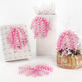 Pink & White Curly Gift Bows - 7 Inch Self-Adhesive & Tie-On for Gift Wrapping - 6 Pack