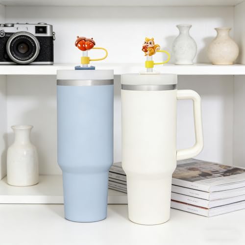Silicone Straw Topper for Stanley 30oz & 40oz Tumblers - Autumn Squirrel Design