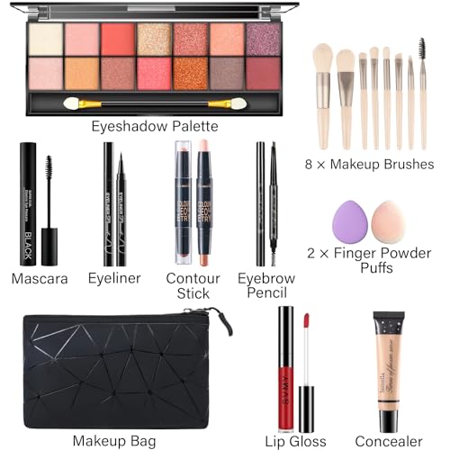 Travel Makeup Set for Women - 14-Color Eyeshadow Palette & Full Face Kit - Variation 02