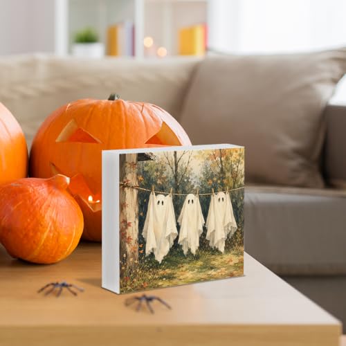 Funny Halloween Ghost Sign Decor - Spooky Wood Block Sign - Variation 20