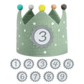 Light Green Reusable Birthday Crown with Replaceable Numbers - Fabric Party Hat