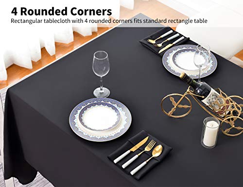 Black Rectangle Tablecloth 90x132 Inch for 6-8 Foot Tables - 2 Pack, Premium Polyester, Versatile & Easy Care - Variation: Black / 90" x 132"