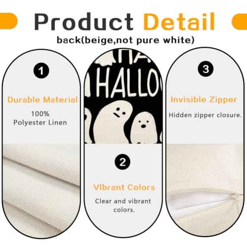 Halloween Ghost Pillow Covers 18x18 Set of 2 Black White Ghost Decor - Variation: Black / 18" x 18"
