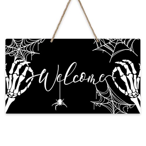 Halloween Skeleton Hands Front Door Sign - Gothic Welcome Decor