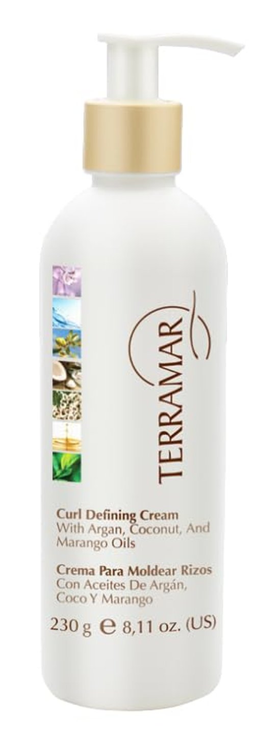 Terramar Curl Defining Cream - Natural Hair Styling with Argan & Coconut Oils | 8.11 oz for Frizz Control
