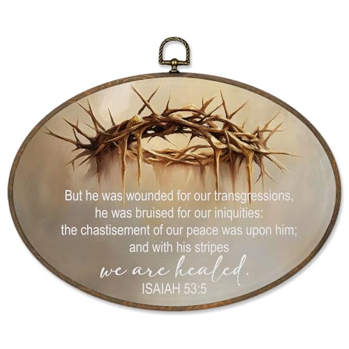 Crown Oval Wall Art Decor - Religious Bible Verse Canvas for Church & Home