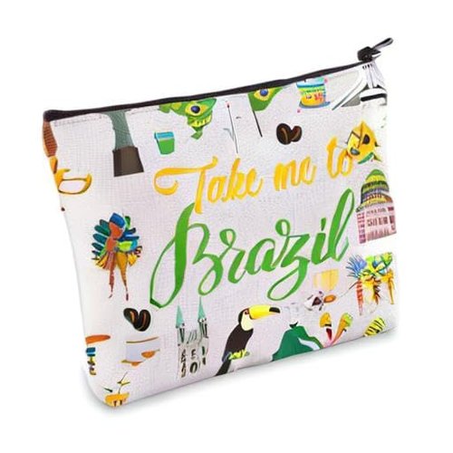 LEVLO Brazil Culture Travel Cosmetic Bag Brazil World Cup Souvenir Gift Take Me To Brazil Zipper Pouch Bag For Traveler (Take Me To Brazil)