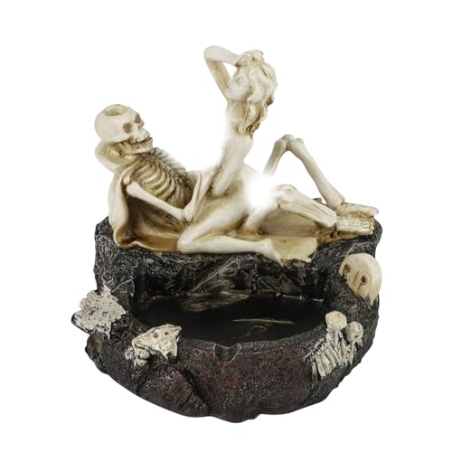 Halloween Skull Ashtray with Skeleton Pot - Resin Skeleton Decor Styel 1