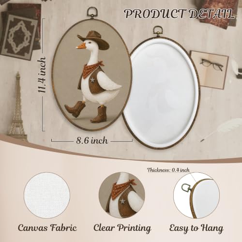 Western Cowboy Goose Nursery Wall Art - Oval Canvas Decor, Animal19 Variation