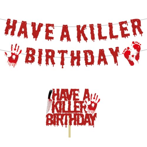 Halloween Birthday Banner - Spooky Horror Party Decorations, Pre-Strung, Reusable, 6 Feet