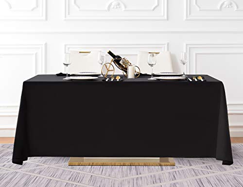 Black Rectangle Tablecloth 90x132 Inch for 6-8 Foot Tables - 2 Pack, Premium Polyester, Versatile & Easy Care - Variation: Black / 90" x 132"