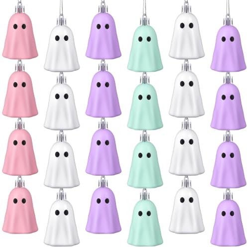 36 Pcs Halloween Ghost Tree Ornaments - White, Pink, Green, Purple Decor