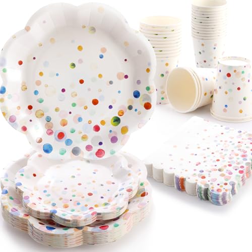 Colorful Birthday Plates and Napkins Set - Confetti Party Supplies for 50 Guests - Variation of THIS listing