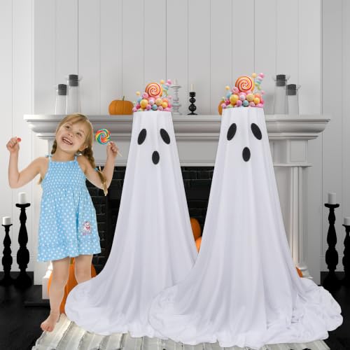 Halloween Ghost Candy Bowl Stand Set with LED String Lights - Indoor & Outdoor Decor