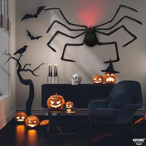 Giant Light Up Halloween Spider 4 Ft - Red & Black Outdoor Decor