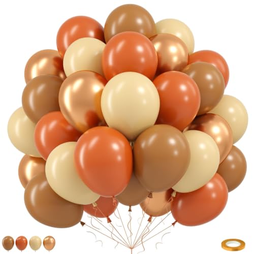 Burnt Orange & Brown Fall Balloons Set - Orange & Copper Decorations - Variation of Orange Brown