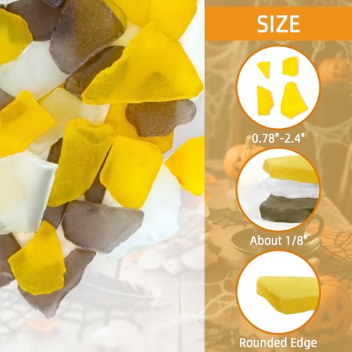 Halloween Sea Glass Bulk Decor - Black Tea, Clear & Orange Mix, 15 oz