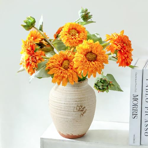 Ceramic Decorative Vase 7.4 Inch Rustic Farmhouse Flower Vase - Variation 205-3-7.4in